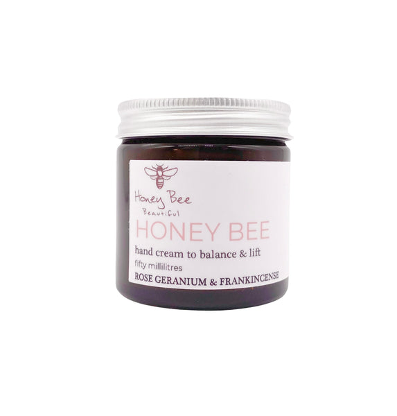 Raw honey hand cream in recyclable tube ultra-nourishing blend for dry, mature or menopausal skin to restore softness and repair rough hands.