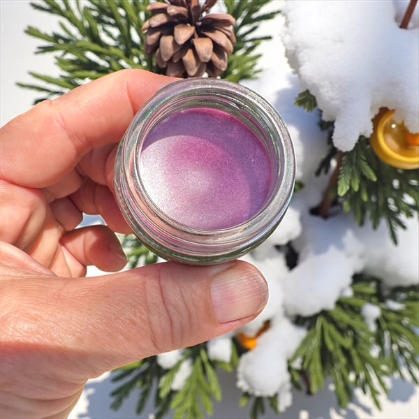 Sweeet pea pink tinted creamy and conditioning lip balm enriched with raw honey and beeswax - hydrating formula for dry, mature lips affected by hormonal changes.