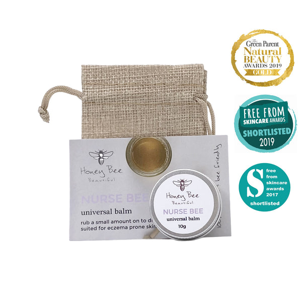 Starter size healing balm with raw Welsh honey and beeswax, ideal for dry, irritated, or eczema-prone skin.