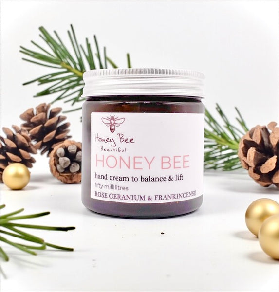 Raw honey hand cream in recyclable tube  ultra-nourishing blend for dry, mature or menopausal skin to restore softness and repair rough hands.