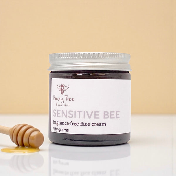 Fragrance-free face cream with raw Welsh honey and beeswax, designed for sensitive, dry, or maturing skin.