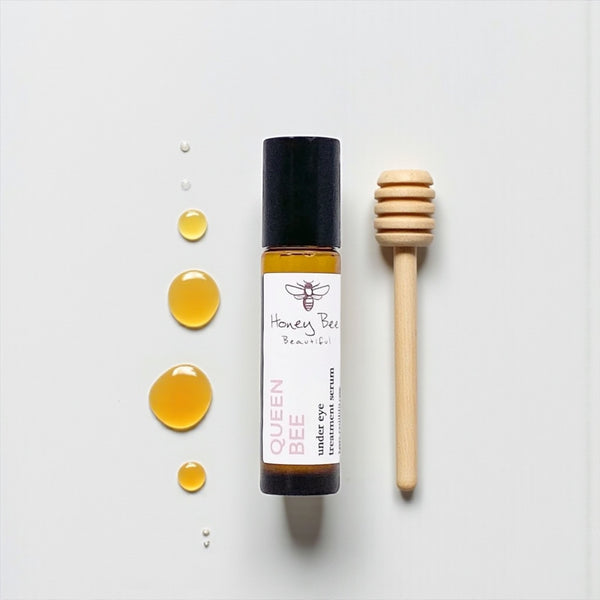 Revitalising under-eye serum with raw Welsh honey and beeswax, targeting puffiness and dark circles
