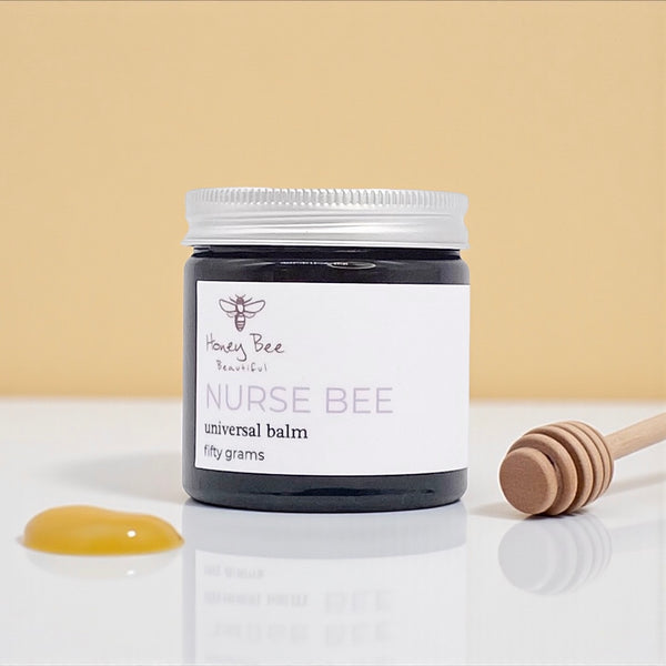 Healing balm with raw Welsh honey and beeswax, ideal for dry, irritated, or eczema-prone skin.