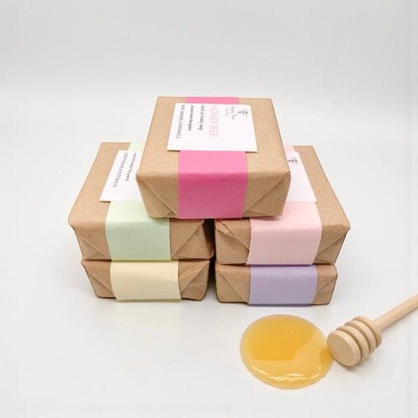 Raw honey soap stack bundle for sensitive, dry or mature skin