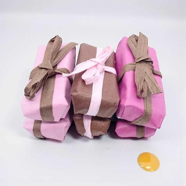 Raw honey and rose soap stack mini travel size bundle for sensitive, dry or mature skin