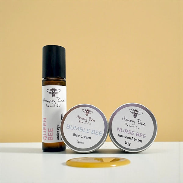 Travel size raw honey best selling cream balm and oil for sensitive, dry and maturing menopausal skin
