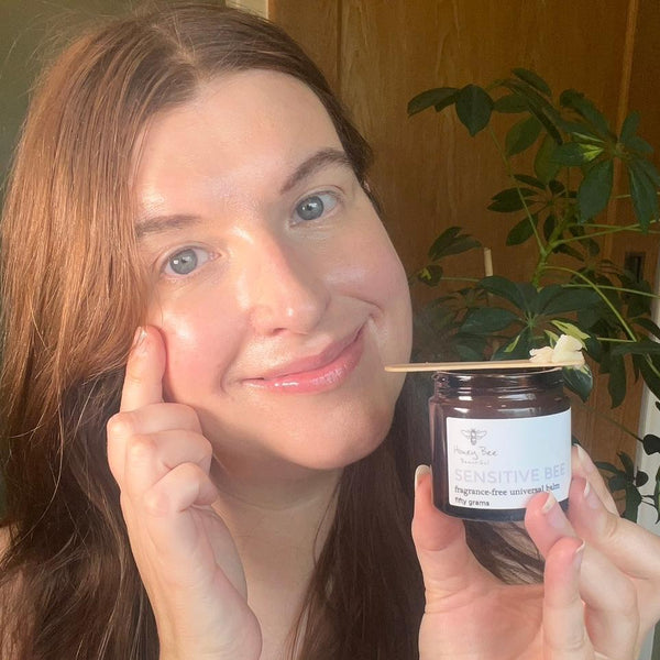 Soothing balm with raw Welsh honey and beeswax, perfect for dry, irritated, or eczema-prone skin